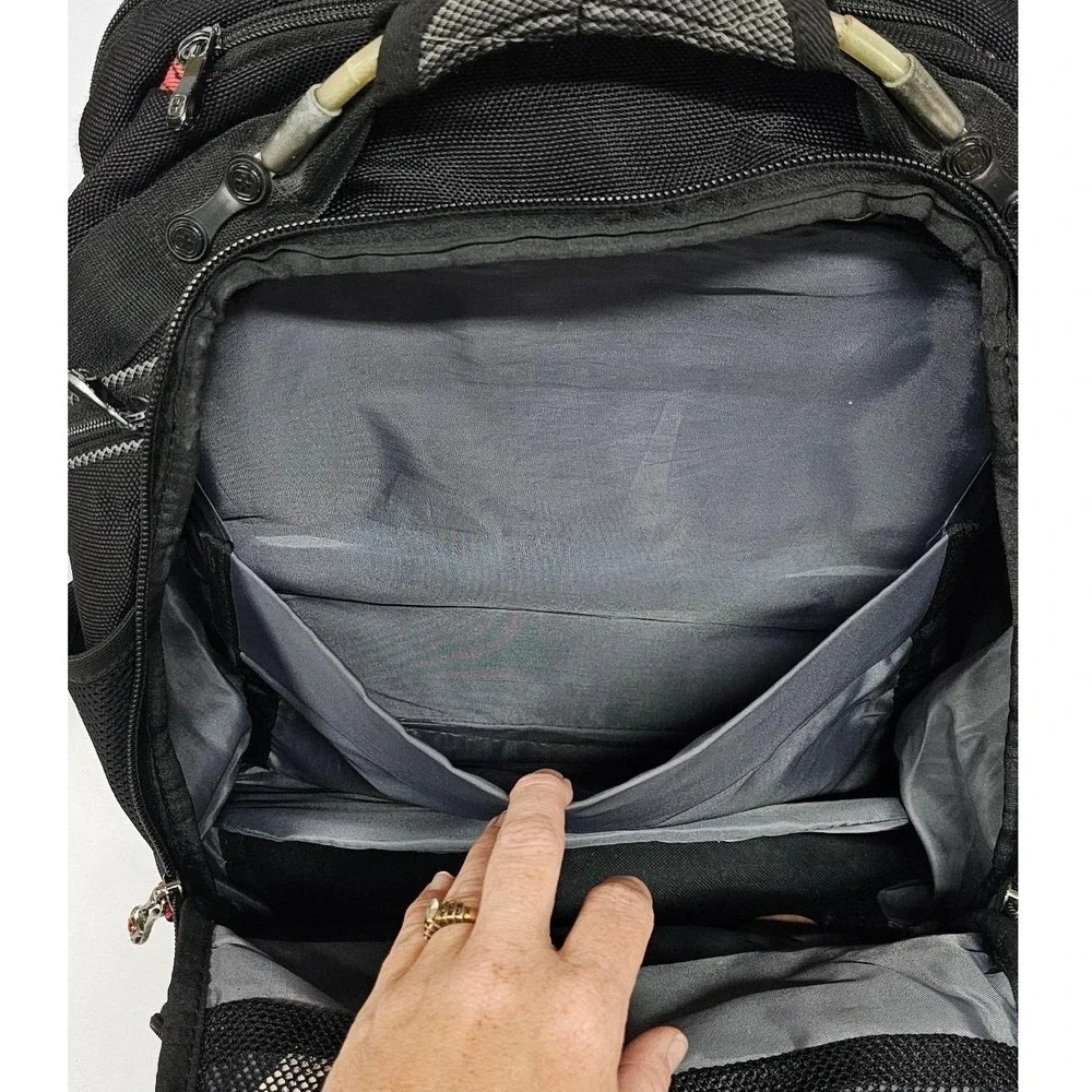 SwissGear ScanSmart Laptop Backpack Black Gray Travel School Bag Heavy Duty